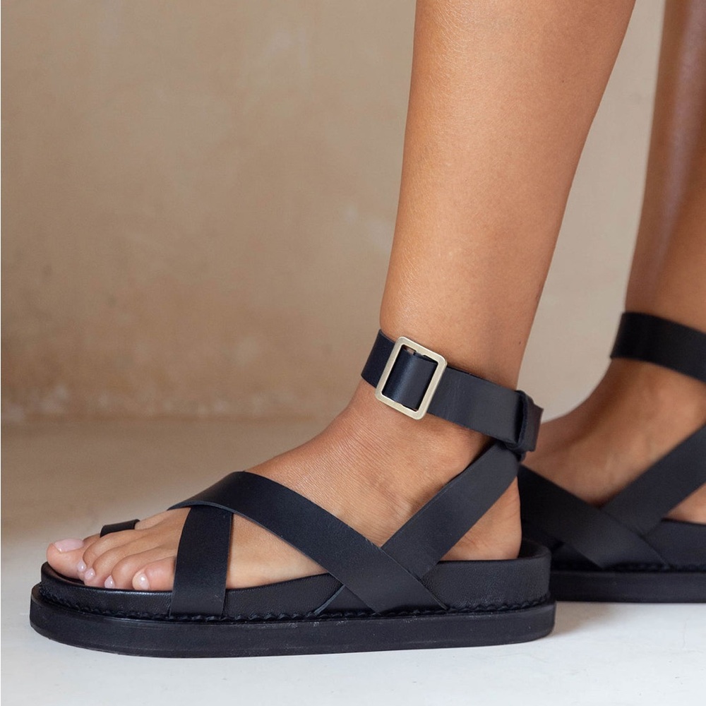 Liberté The Bronte Black Ankle Strap Sandals SZ 8